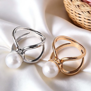 Halsdukspänne i imitationspärla, korsformad nål i öppen brosch, hårspänne och klädaccessoar för kvinnor, elegant brosch till halsduk, present till henne