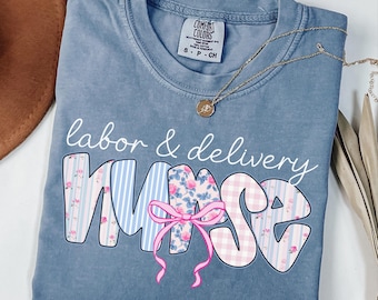 Labor and Delivery Nurse Shirt, Coquette Bow L&D Nurse Tshirt