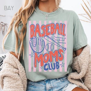 Comfort Colors Baseball Moms Club Shirt, Baseball Mama T-Shirt, Sports Mom Gift, Women's Baseball Tee afbeelding 7