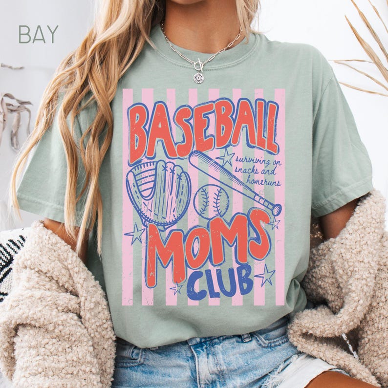 Comfort Colors Baseball Moms Club Shirt, Baseball Mama T-Shirt, Sports Mom Gift, Women's Baseball Tee afbeelding 7