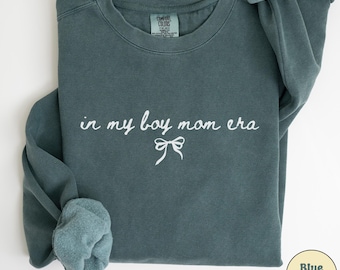 Sudadera "Comfort Colors In My Boy Mom Era", regalo coqueto para mamá, suéter bonito para mamá, regalo para futura mamá, cuello redondo para Boy Mom Club