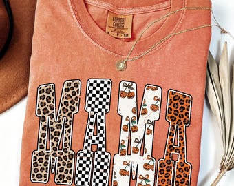 Comfort Colors Fall Mama Shirt, Pumpkin Mom Gift, Fall Mom Tshirt, Pumpkin Mama Shirt, Leopard Fall Shirt, Thanksgiving Mama Shirt