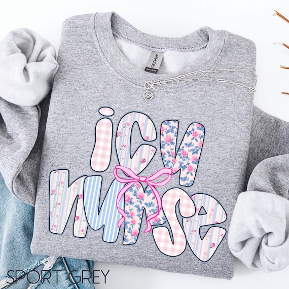 ICU Nurse Sweatshirt, Icu Nursing Gifts, Coquette ICU Nurse Sweater, Icu Nurse Gift, ICU Nurse Crewneck