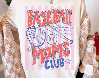Comfort Colors Baseball Moms Club Shirt, Baseball Mama T-Shirt, Sports Mom Gift, Women's Baseball Tee