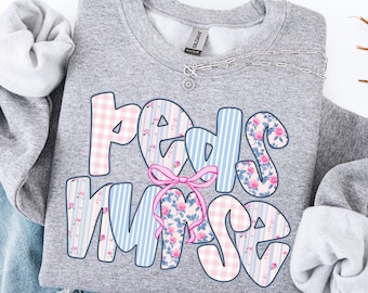Pediatric Nurse Sweatshirt, Peds Nurse Gift, Coquette Bow Pediatrician Sweater