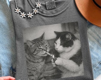 Camiseta retro divertida de gato con colores cómodos, camiseta de humor negro para amantes de los gatos, camiseta de parodia
