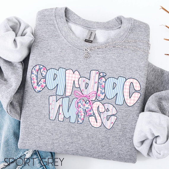 Cardiac Nurse Sweatshirt, Cardiac Nurse Gift, Coquette Bow Cardiac Nurse Sweater