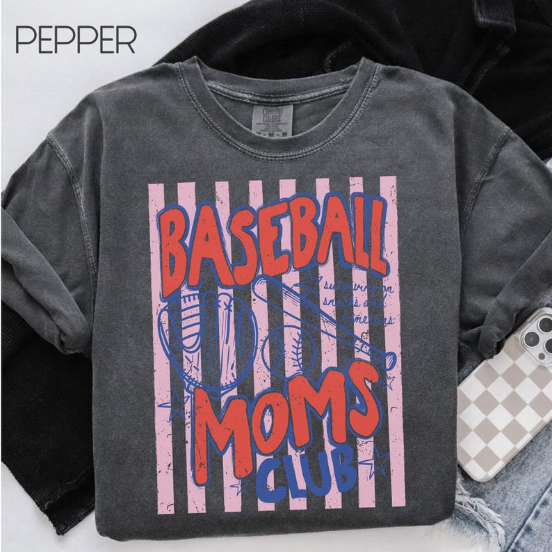 Comfort Colors Baseball Moms Club Shirt, Baseball Mama T-Shirt, Sports Mom Gift, Women's Baseball Tee afbeelding 9