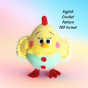 Crochet pattern Easter chicken, Amigurumi chicken plush pattern, Crochet Easter egg pattern, Crochet Easter decor