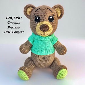 Bear Crochet pattern, Amigurumi bear pattern, Crochet tutorial Bear, Classic Crochet Teddy Bear Pattern