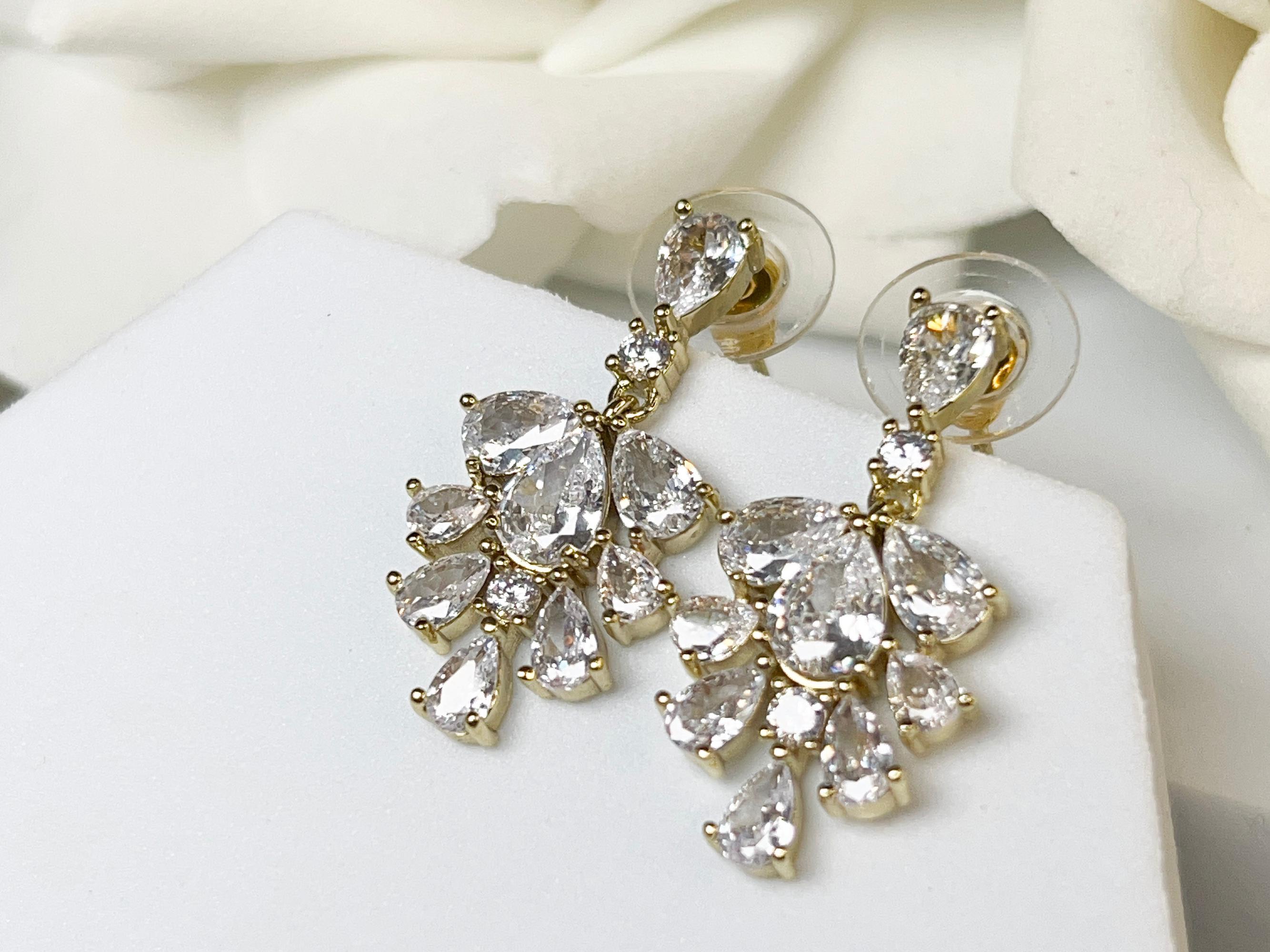 Boucles D'oreilles Argent Longues EDIBAZZAR - Avec Zircons Cubes, Pour Mariage Ou Soirée