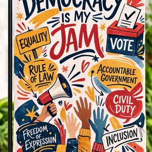 Democracy Is My Jam Ghost Garden Flag, Cute Halloween Yard Flag, Fall Porch Decor, Spooky Ghost Garden Banner, Autumn Outdoor Decor