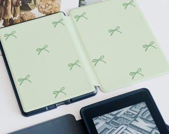 Green Bow Kindle Case Customized Paperwhite 1/2/3/4, With Hand Kindle 2019/2022, Kindle Paperwhite Case, Kindle 12th Gen, Paperwhite 6"/7"