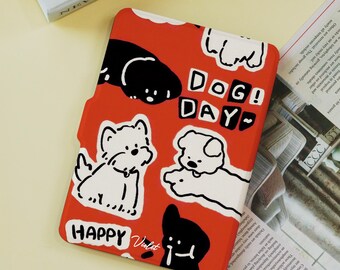 Custodia per Kindle Happy Gog con sfondo rosso personalizzata Paperwhite 1/2/3/4, Kindle 2019/2022, custodia per Kindle Paperwhite, Kindle 12a generazione, Paperwhite 6"/7"