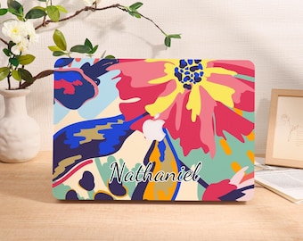 Abstract Floral Personalized 2024 Macbook Case, Air 11 13 15 Pro 14 16 Cover, 13&quot;/14&quot;/15&quot;/16&quot; Inch Sleeve, Laptop Custom Name Text Case