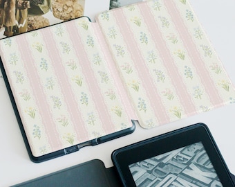 Pink Cream Pastel Floral Customized Paperwhite 1/2/3/4,Kindle 2019/2022,Kindle Paperwhite Case, Kobo Cover,Kindle 12th Gen,Paperwhite 6&quot;/7&quot;