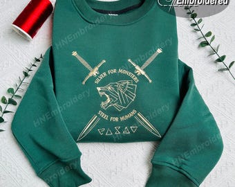 The Witcher Embroidered Cotton Sweatshirt, Gamer Gift