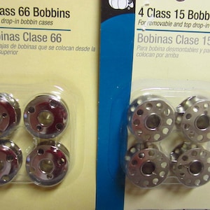 Dritz sewing machine bobbins. - 2 styles class 66 and class 15
