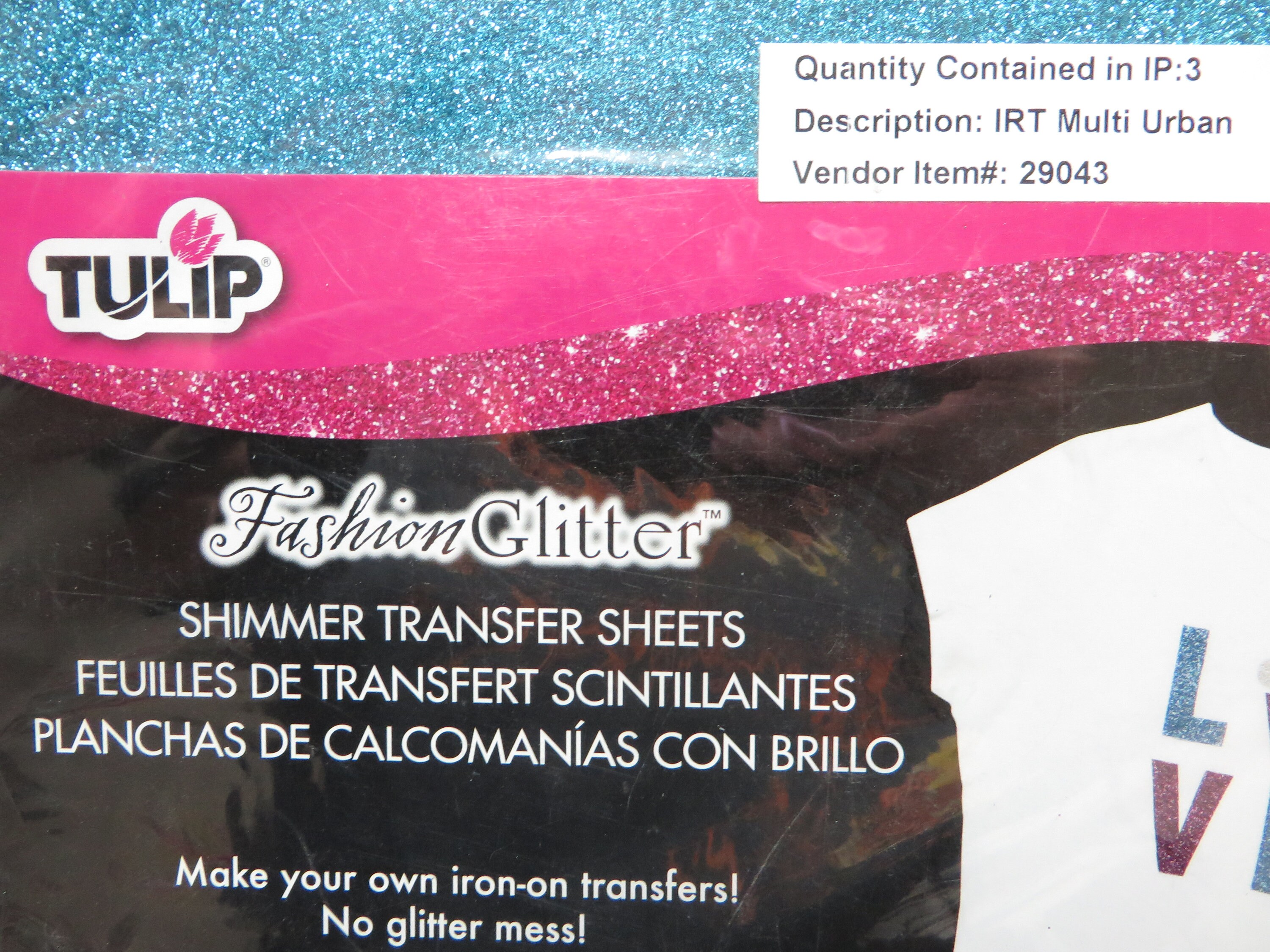 Tulip Fashion Glitter Shimmer Transfer Sheets . Make You Own Iron-on  Transfers Package of 4 Sheets 