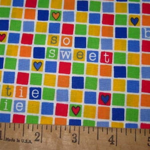 Fabric Traditions small squares primary colors: Words So Sweet, Oh Baby - Sold by the half yard