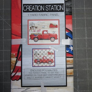 Creation Station - Red Truck panel fabric 1 yd each panel.