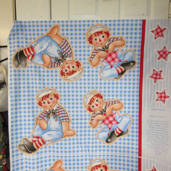 Panel Raggedy Andy Panel print fabric from TM S & S - Two dolls with bonus Stars