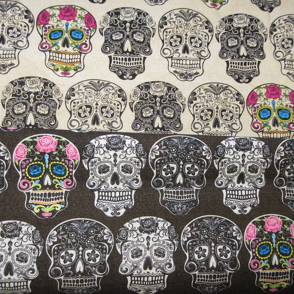 Fabric - David Textiles Skulls with Roses fabric - 2 Styles to choose from sold by the half yard