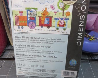 Cross Stitch Kit from ek success - Train Birth Record # 70-73925. New in package