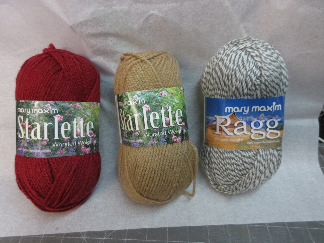 Yarn - Mary Maxim Starlette Yarn & Ragg Acrylic Yarn - Worsted Weight ...