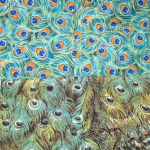 Peacock Feather print Fabrics- choose your style -  Sold by the half yard