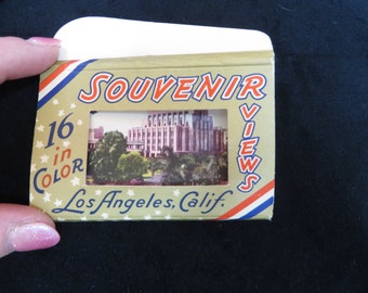Vintage Souvenir Views Of Los Angeles 16 in color 2 1/4" wide x  3 1/2" long.