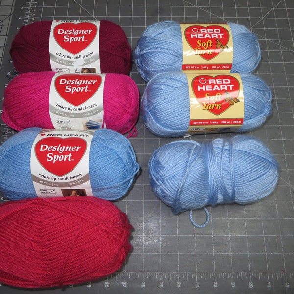 Red Heart Yarns- Pick your style-Designer Sport or Soft Yarn