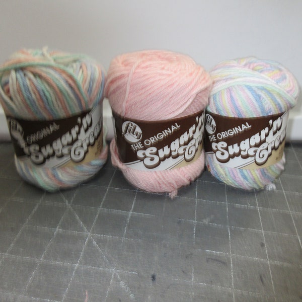 Yarn - Lily The Original Sugar 'n Cream Cotton Yarn-3 colors: Pretty Pastels,Shaded Pastels, Baby Pink