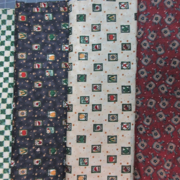 Debbie Mumm Fabric Selection - Choose your print: Teapots,flowers,Veggies, squares by the half yd