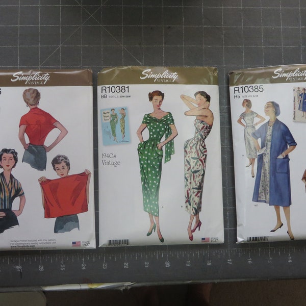 Simplicity Vintage - New patterns from 1950's designs R10385, R10381, R10386- reissued in 2019