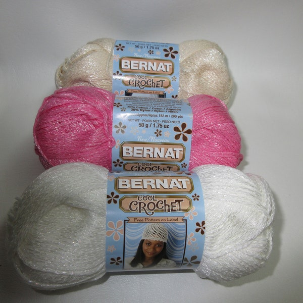 Yarn Bernat Cool Crochet - 3 colors - Cotton/Nylon sparkly