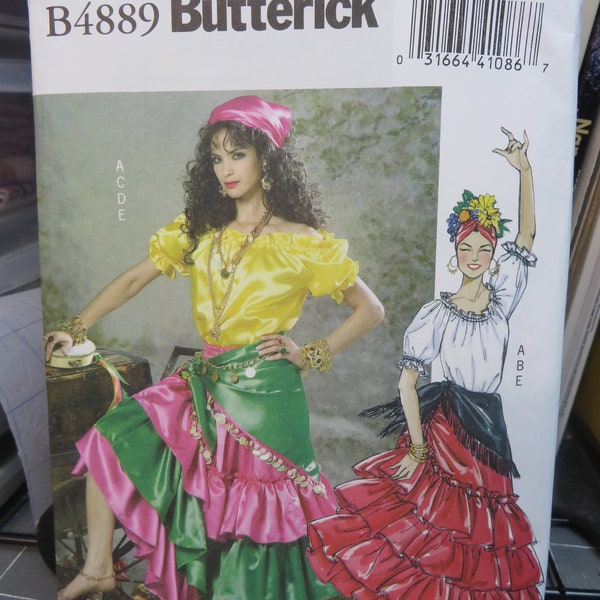 Butterick Pattern B4889 Flamenco Dancer Skirt,Top,Scarf Costume size Lrg-Xlg