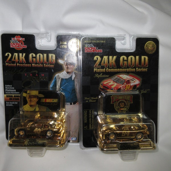 24 K Gold Plated Commemorative Series Nascar Collectible Cars  #94 and #40
