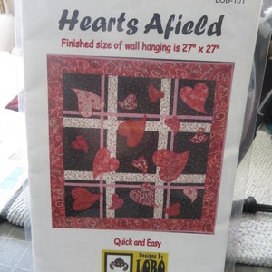Quilt Pattern - Hearts Afield - Designs by Lobo finished size 27&quot; x 27&quot;