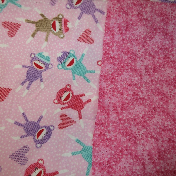Flannel Fun Sock Monkey fabric and coordinating print sold by the half yard