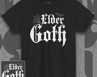 Oudere Gothic T-shirt | Gotisch T-shirt met grafische print | Spookachtig gothic-shirt | Grappig gothic-T-shirt | | Griezelig Halloween-shirt | Vintage gothic-stijl