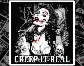 Creep It Real Goth Pinup Aufkleber | Zombie Girl Horror Aufkleber