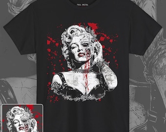 Glam Zombie Pin-up T-shirt - uniseks met korte mouwen | T-shirt met zombie-pinup | Horrorshirt | Gotische mode | Griezelige retrokleding
