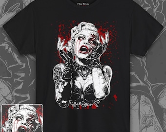 T-shirt zombie-horror pin-up | Uniseks T-shirt | T-shirt met zombie-pinup | Horrorshirt | Gotische mode | Griezelige retrokleding