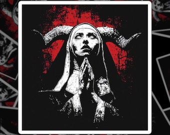 Dark Gothic Nun Sticker | Gothic Horror | Black Metal Sticker | Satanic Art | Occult Decal | Witchy Vibes | Heavy Metal Decal