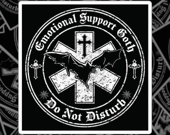 Emotionele Steun Goth Vierkante Sticker | Grappige gothic-sticker | Gothische humor | Parodiesticker | Spookachtige sticker