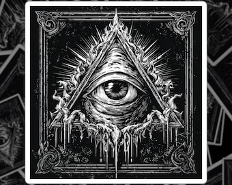 Sticker alziend oog | Sticker occulte piramide | Gotisch Illuminati-symbool | Esoterische sticker van het derde oog