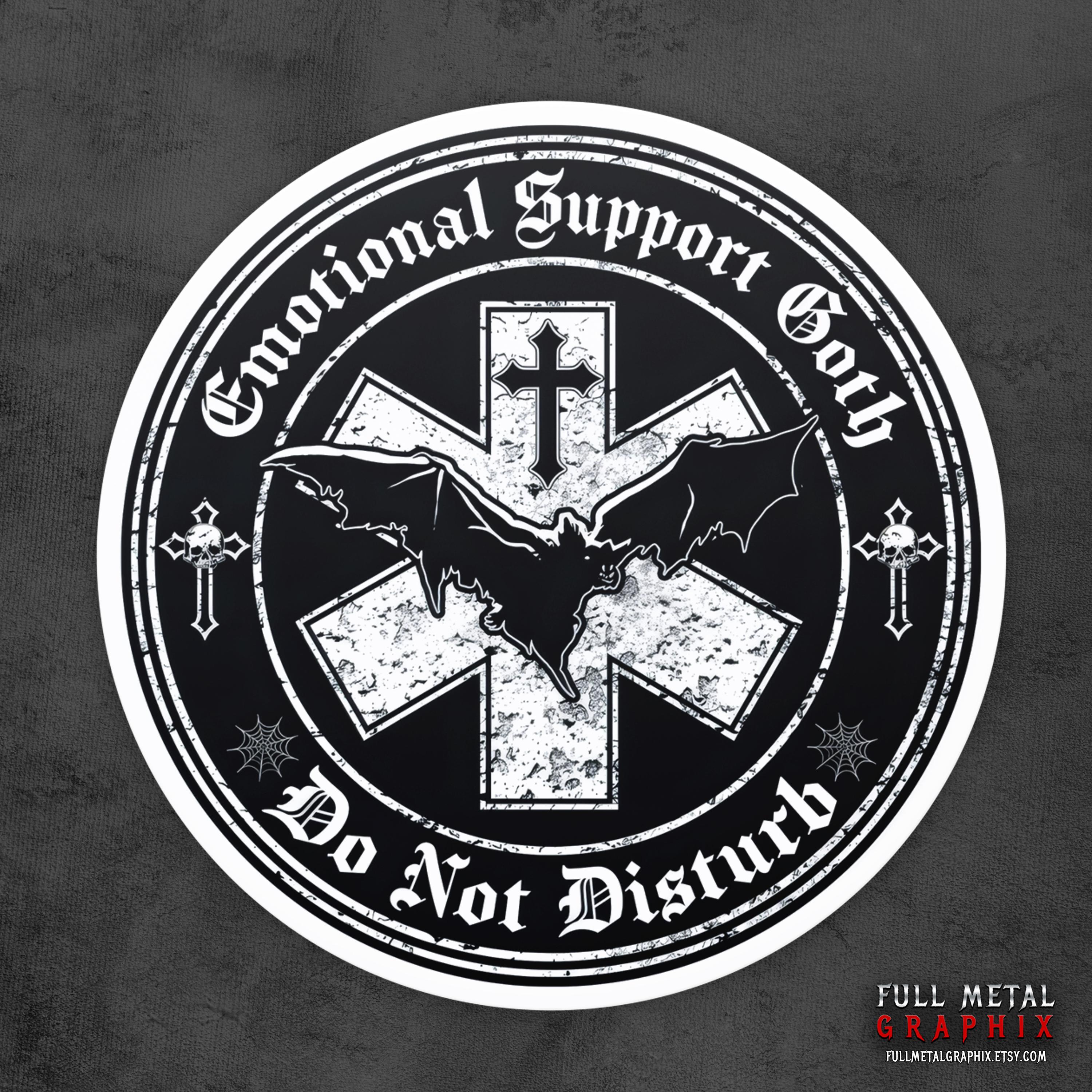 Emotional Support Goth Round Sticker | Funny Goth Sticker | Goth Humor ...