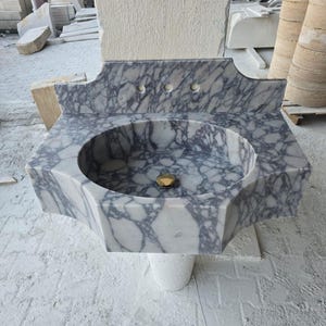 Calacatta Viola Marble Sink, Bathroom Sink, Kitchen Sink, Wall Mounted Sink, Toilet Room Sink, Wall Mounted Sink