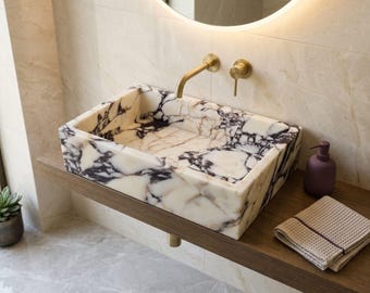Marble Sink - Handmade Custom Bathroom Calacatta Viola Sink Basin